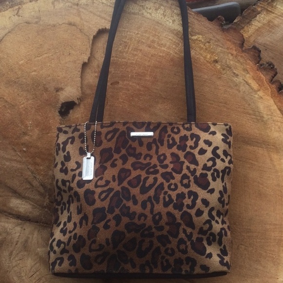 NINE WEST 3 Compartment Animal Print Purse EUC Browns and Black Snap Closure - Picture 2 of 14